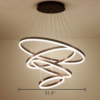 Multi Light Pendant Adjustable Height 4 Light/5 Light Diy Ring LED Pendant Light Aluminum Hoops Chandelier for Dining Room Kitchen Restaurant