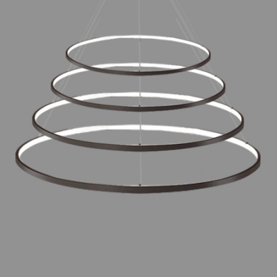 Multi Ring Pendant Light Black Halo LED Chandelier Aluminum Minimalist 1-Light to 5-Light Pendant Lighting for Entryway Foyer Dining Room