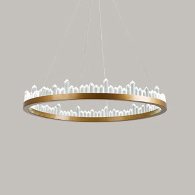 Ultra Modern LED Chandelier in Black/Gold Height Adjustable 4 Sizes for