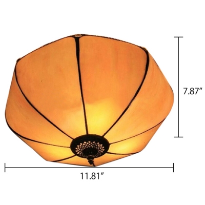 2-Light Tiffany Style Flush Mount Ceiling Fixture with Lantern Glass Shade, 12