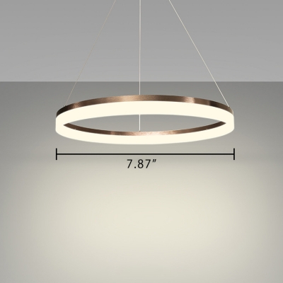 Shabby Chic Chandelier Brushed Aluminum Brown 1 Tier/2 Tier/3 Tier 22/55W LED Ring Pendant Light with Opal Diffused Shade