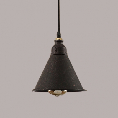 Single-Bulb Ceiling Pendant Industrial Style Vintage Black with Conical Shade
