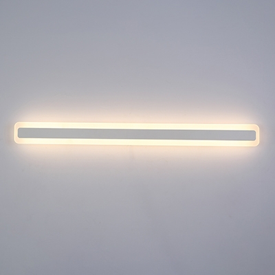 Ultra Thin LED Acrylic Linear Wall Light 14W-24W Ambient Warm White Modern Bathroom Bedside Mirror Panel LED Vanity Light in White Finish