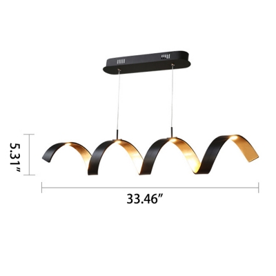 Black and Gold Leaf LED Curved Pendant Light 20W 33.46