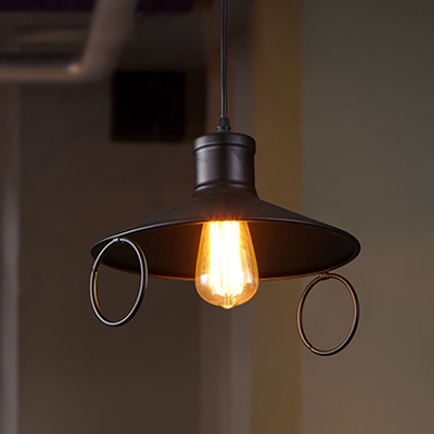 Black Simple Style 10.62 Inches Width Pendant Lighting with Round Pendant