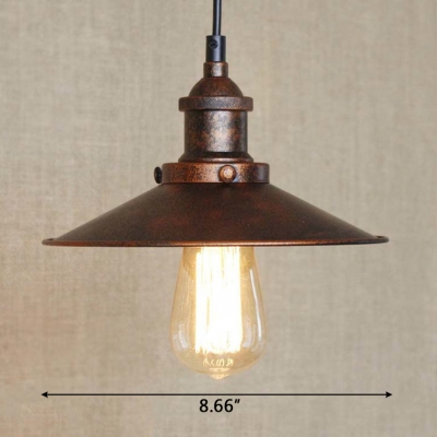 8.5/10 Inches Wide Antique Copper Single Light Saucer LED Hanging Indoor Pendant