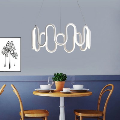 New Design White Acrylic Wave Linear Chandeliers Led Irregular Circle Chandelier Lights 40 108 200w Multi Tiered Lampara Indoor Lighting Beautifulhalo Com