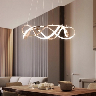 Room Decorative Lights Polished Brass Twist LED Pendant Light 33/83/152W Ultra Modern Multi Ring Chaos LED Chandelier LED Warm White Neutral Light