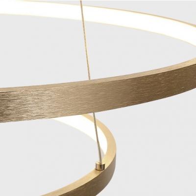 Ultra Modern Gold Finish Small/Large Halo LED Chandelier Brushed Aluminum 90/110W Ultra-thi