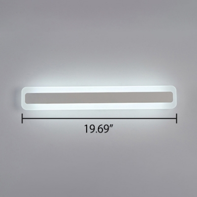 Ultra Thin LED Acrylic Linear Wall Light 14W-24W Ambient Warm White Modern Bathroom Bedside Mirror Panel LED Vanity Light in White Finish