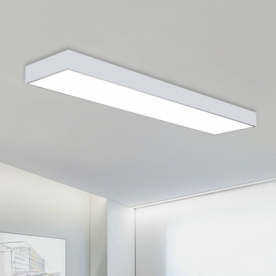 Modern LED Linear Fixture Seamless Connection Rectangular LED Flsuh Light in White Finish 7.87