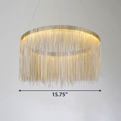 New Post-Modern Gold Fringe LED Pendant Light Designers Metal 24W Tiered Round Chains Waterfall Chandeliers Ceiling Lamp
