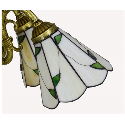 Living Room Green Leaf Motif Inverted Chandelier with Center Bowl 3 Sizes for Choice