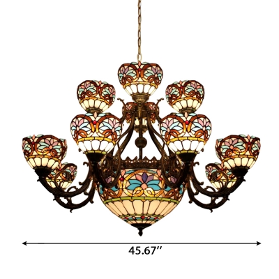 2/3 Tier Baroque Style Large Size Center Bowl Chandelier for Hotel Lobby