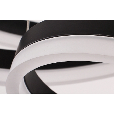 Black Modern Chandelier 4-Light/5-Light Brushed Aluminum Circular Led Chandelier (Warm