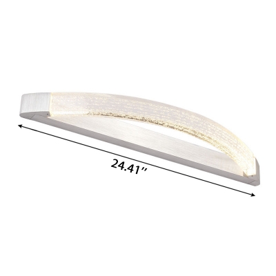 Brushed Aluminum 12W LED Linear Wall Light Ambient LED Neutral Light Bubble Glass Vanity Light Fixture in Silver Finish