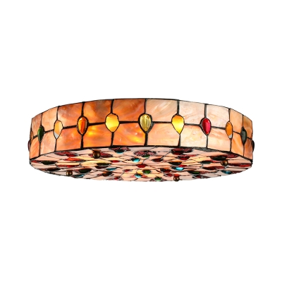 

Glamorous Peacock-inspired Shell Shade Tiffany Flush Mount Ceiling Light