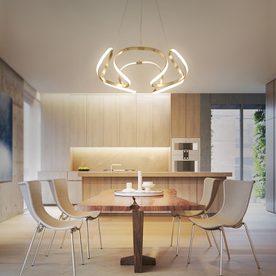 Low Profile Chandeliers Chrome Curved LED Pendant Light 23.62