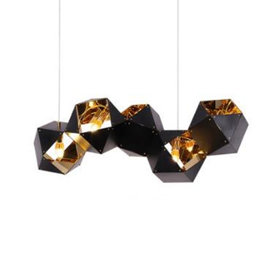 Multi Light LED Chandelier Black and Gold High Brightness Metal Shade Long LED Chandeliers for Hotel Gallery Bar