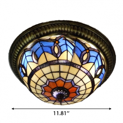 Traditional Euro Style Baroque Design 12/15 Inch Flush Mount Ceiling Light  in Tiffany Style
