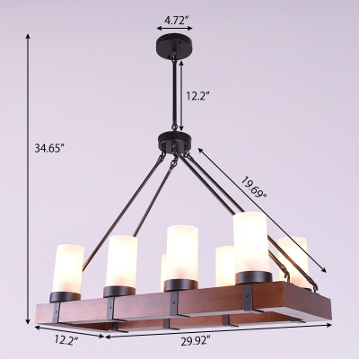 29.92'' Long Industrial Vintage Style 8 Light 1 Tier LED Chandelier with Alabaster Glass Shade