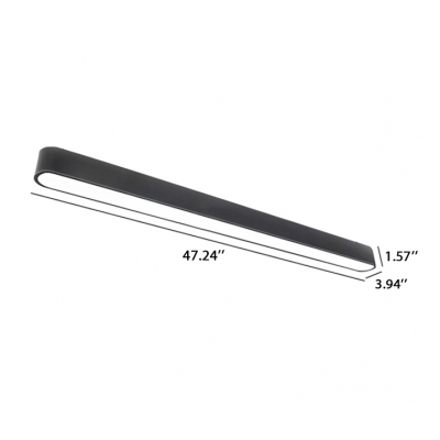 Contemporary Art Deco Led Linear Ceiling Flush Light 24W, 3000LM, 6000K Acrylic Round Corners and Linear Frame Pendant Lighting in Black Finish