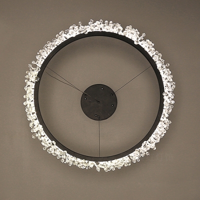 Novelty Black Metal Circle Crytal Beads Led Chandelier in 1 Tier/2 Tier/3 Tier Light(Cable