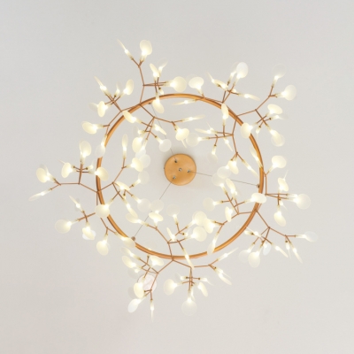 Indoor Accent Lighting Rose Gold Branch LED Chandelier Metal Ring Heracleum II LED Pendant Light with Adjustable Cord (AC100-240V)