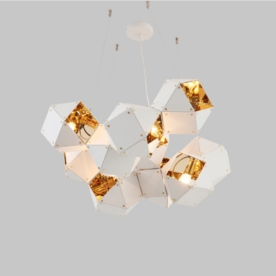 LED Accent Lights Multi Light LED Long Chandelier Black and Gold High Brightness Geometric LED Chandeliers in Metal Shade for Hotel Gallery Bar