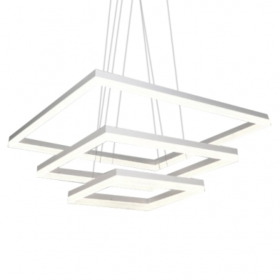 Modern Rectangular LED White Aluminum Chandelier Light with Adjustable Cord for Room Study