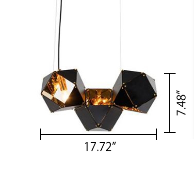 Multi Light LED Chandelier Black and Gold High Brightness Metal Shade Long LED Chandeliers for Hotel Gallery Bar