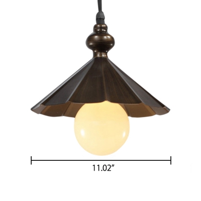 Single Round Bulb Retro Pendant Light with Conical Shade for Indoor Hallway