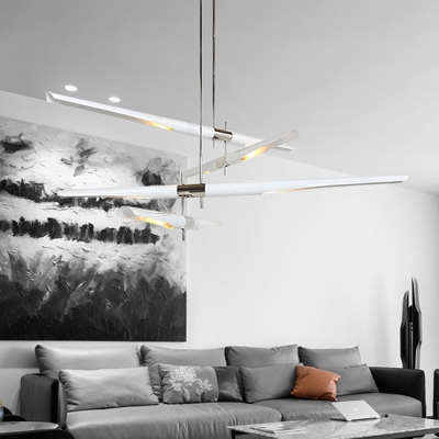 Ultra Modern Designers White Metal LED Tube Chandeliers Indoor Deco Lights 5W 4 Light/8 Light Led Linear Hanging Light for Bedroom Restaurant Cafe