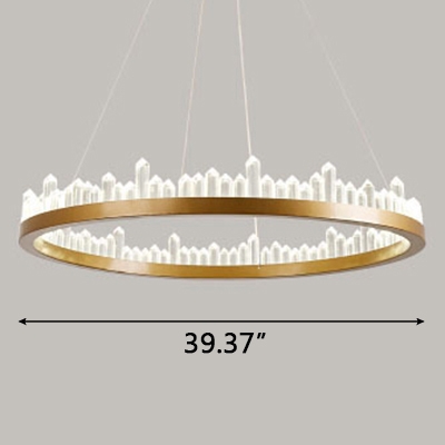 Ultra Modern LED Chandelier in Black/Gold Height Adjustable 4 Sizes for