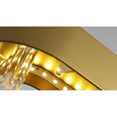 Post Modern Gold Finish Rectangular Ring LED Chandelier Clear Glass Strip LED Pendant Lighting