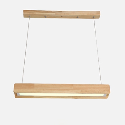 Contemporary Light-Adjustable Wooden Linear Led  Office Studio Led Chandelier in Acrylic Shade 3