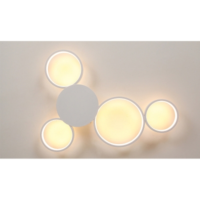 Contemporary Living Room Bedroom Lighting White Finish 4 Rings LED Ceiling Fixture 49W-75W LED Warm White Neutral 3 Sizes for Option