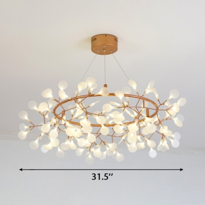 Indoor Accent Lighting Rose Gold Branch LED Chandelier Metal Ring Heracleum II LED Pendant Light with Adjustable Cord (AC100-240V)