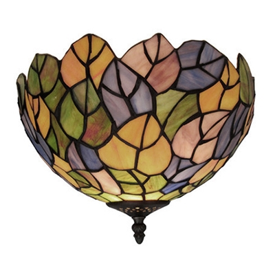 Leaf Design Bowl Shade Tiffany Ceiling Light Fixture 7 Inch High for Bedroom Hallway