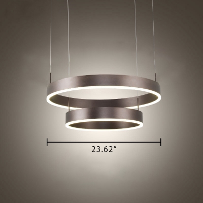 Modern Linear Chandelier Single Ring/Double Ring/Three Ring Circular LED Chandelier Brushed Aluminum 20/85/90W High Bright Santurn Pendant Lamp