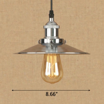 8.66 Inches Width Single Light Saucer LED Hanging Indoor Pendant, Chrome/Copper