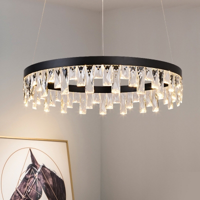 Hanging Crystal Beautifulhalo, Large Black Contemporary Chandelier