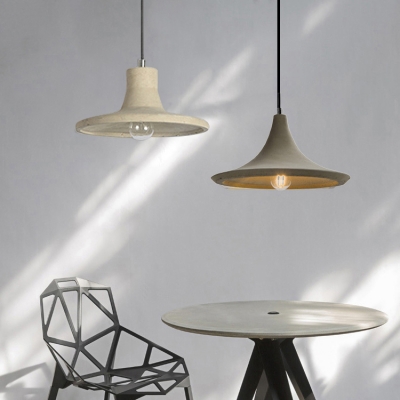 Nordic Hanging Lamp with Cement Shallow Saucer Shaped