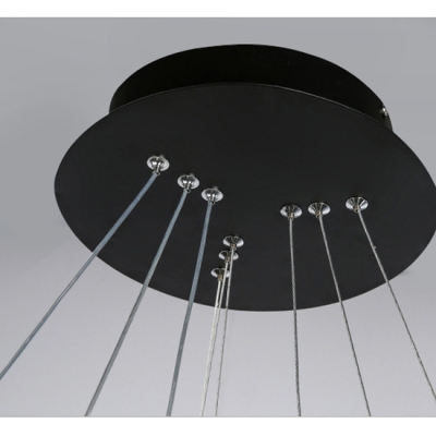 Small/Medium/Large Halo Chandelier 36W Aluminum Led Pendant Lighting in Black for Dining Room