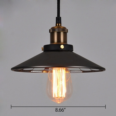 Urban Industrial Black Pendant Light with 8.66