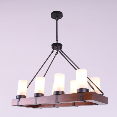 29.92'' Long Industrial Vintage Style 8 Light 1 Tier LED Chandelier with Alabaster Glass Shade