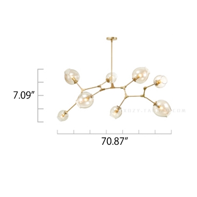 Chandelier Gold Finish 3/5/6/7/8/9 Heads Clear Glass Ball LED Chandeliers