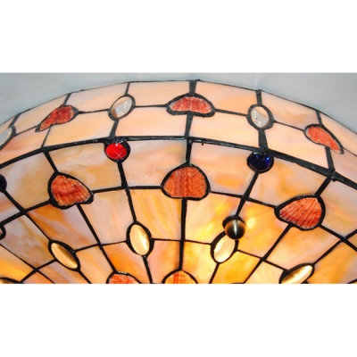 Heart Motif Natural Shell Tiffany Flush Mount Ceiling Light with Brilliant Jewels, 19.69