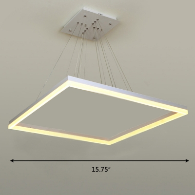 Modern Rectangular LED White Aluminum Chandelier Light with Adjustable Cord for Room Study