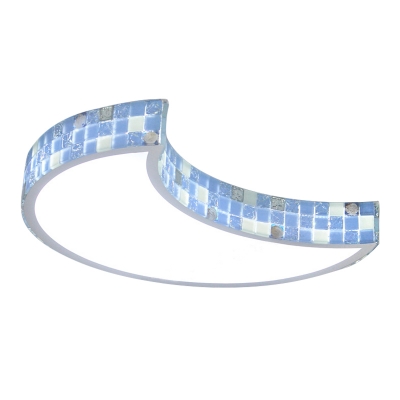 

Mosaic Design Tiffany Flush Mount Ceiling Light in Moon Shape 2 Colors for Option, Blue;yellow